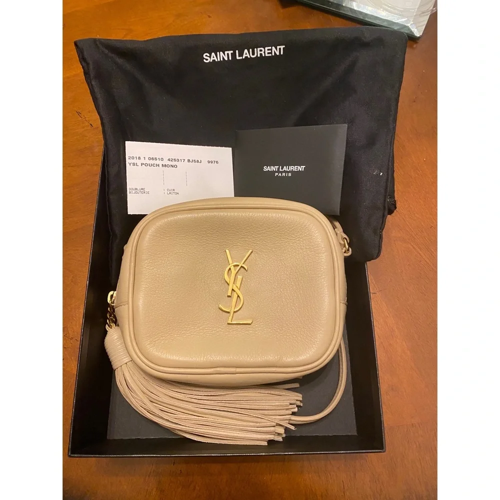 Yves Saint Laurent Nude Beige Leather Tassel Crossbody